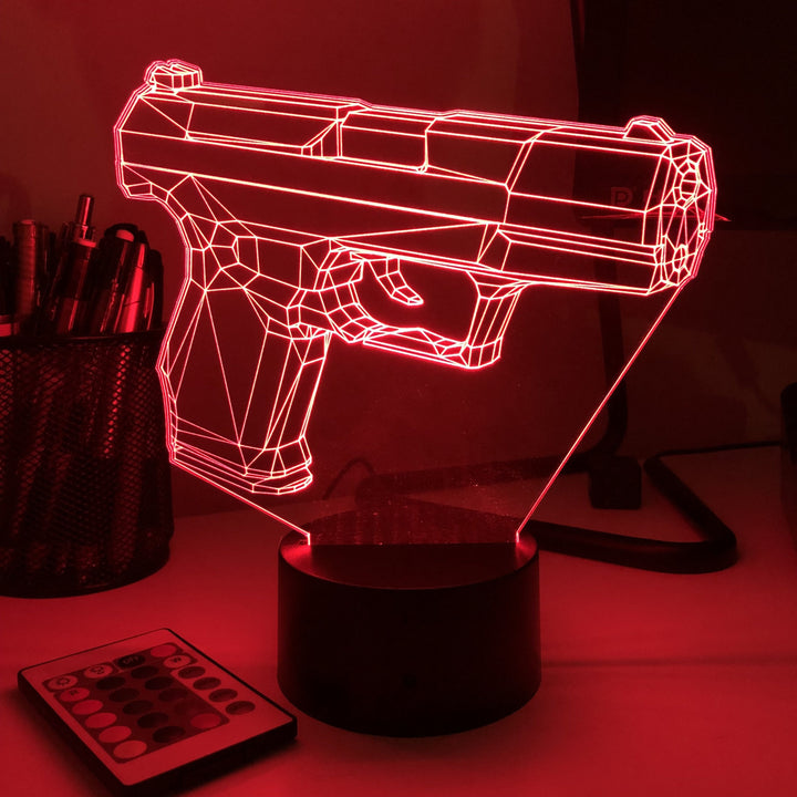 Pistol 10-1 Firearm - 3D Optical Illusion Lamp - carve-craftworks-llc