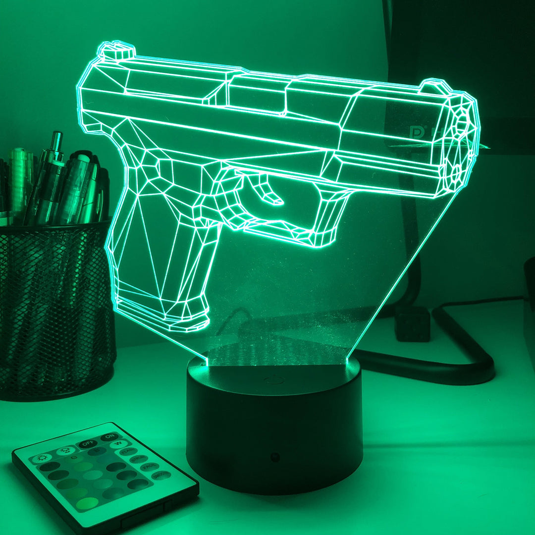 Pistol 10-1 Firearm - 3D Optical Illusion Lamp - carve-craftworks-llc