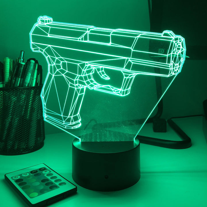 Pistol 10-1 Firearm - 3D Optical Illusion Lamp - carve-craftworks-llc
