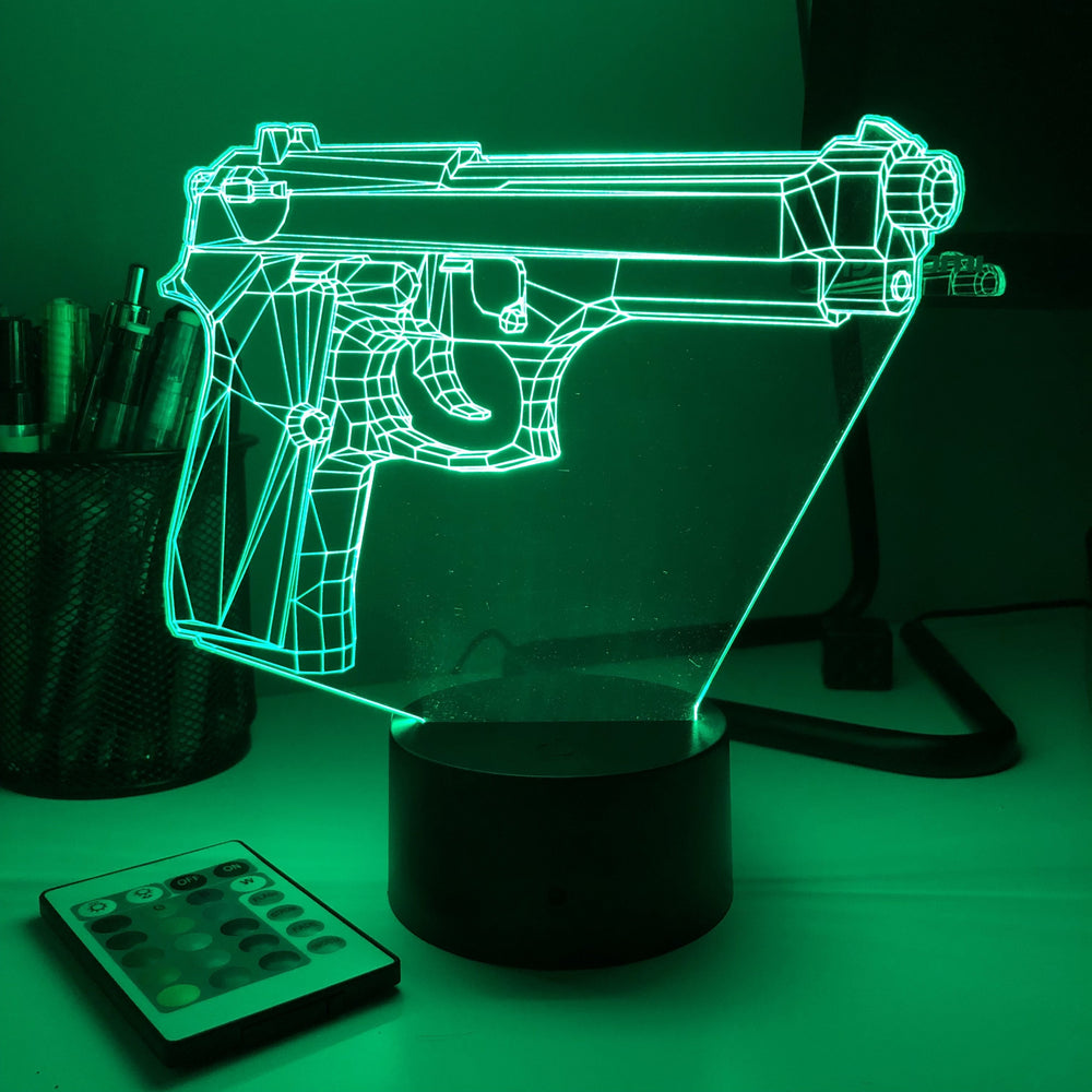 Pistol 3-1 - 3D Optical Illusion Lamp - carve-craftworks-llc