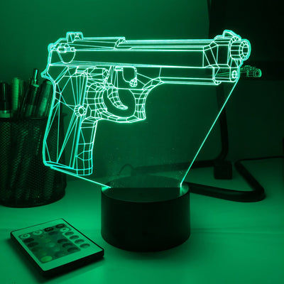 Pistol 3-1 - 3D Optical Illusion Lamp - carve-craftworks-llc