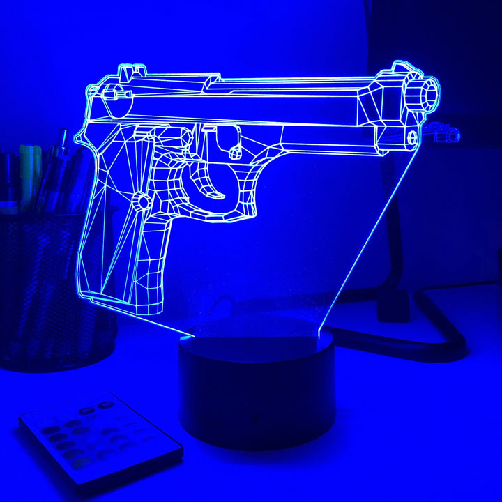 Pistol 3-1 - 3D Optical Illusion Lamp - carve-craftworks-llc