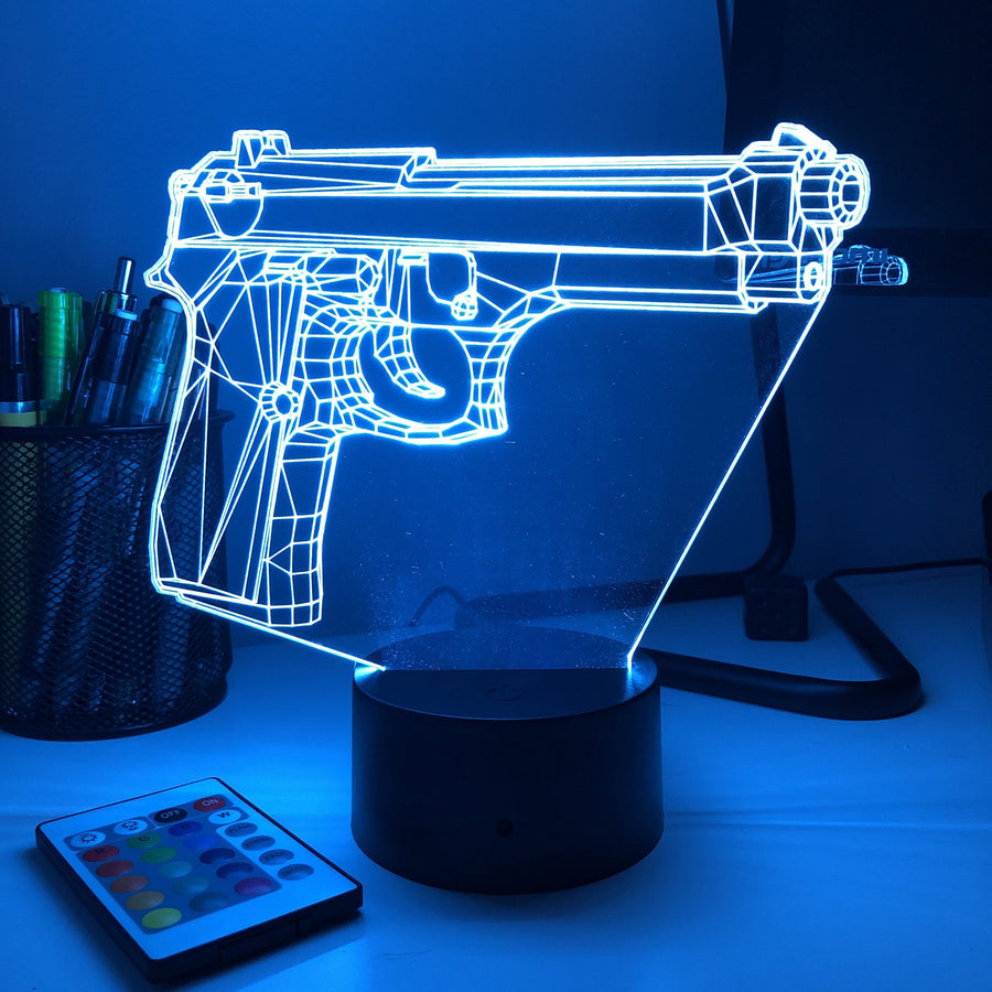 Pistol 3-1 - 3D Optical Illusion Lamp - carve-craftworks-llc