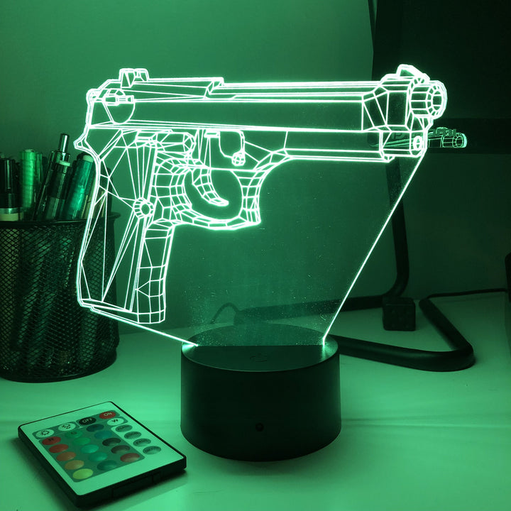 Pistol 3-1 - 3D Optical Illusion Lamp - carve-craftworks-llc