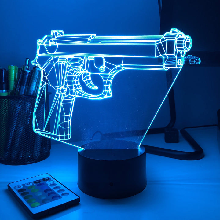 Pistol 3-1 - 3D Optical Illusion Lamp - carve-craftworks-llc