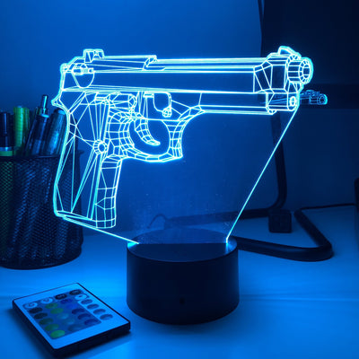 Pistol 3-1 - 3D Optical Illusion Lamp - carve-craftworks-llc
