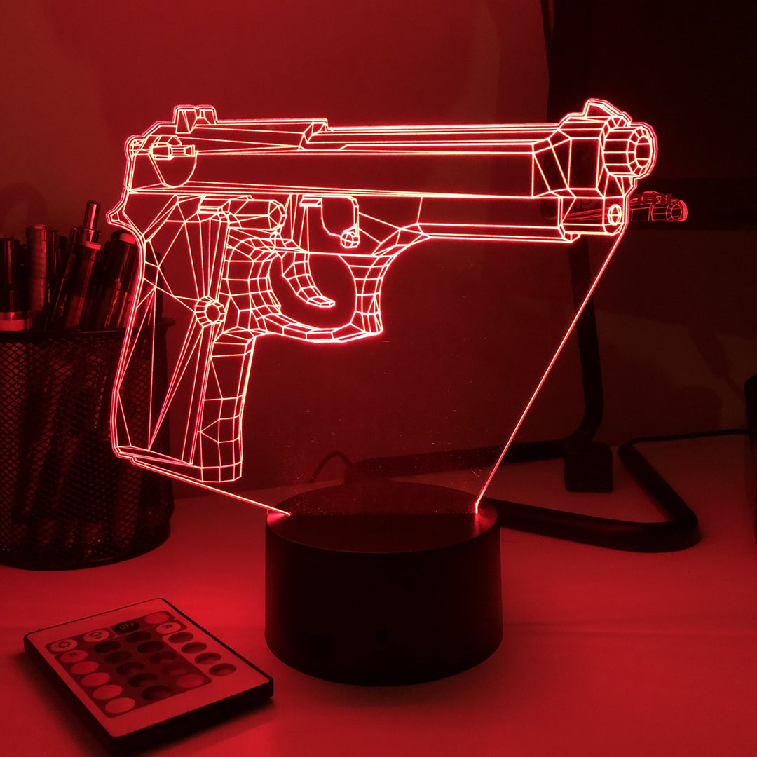 Pistol 3-1 - 3D Optical Illusion Lamp - carve-craftworks-llc