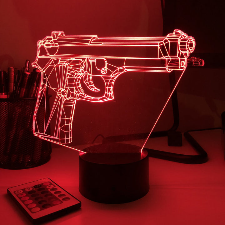 Pistol 3-1 - 3D Optical Illusion Lamp - carve-craftworks-llc