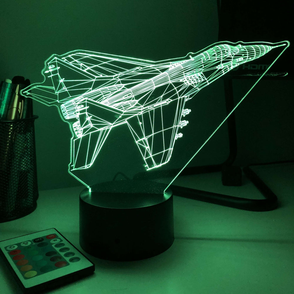 MiG-29A Fighter Jet - 3D Optical Illusion Lamp - carve-craftworks-llc