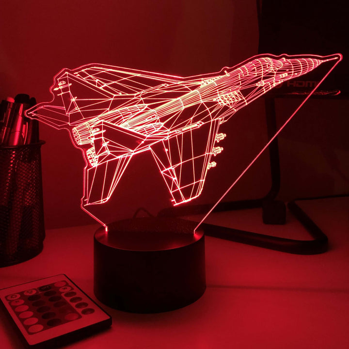 MiG-29A Fighter Jet - 3D Optical Illusion Lamp - carve-craftworks-llc