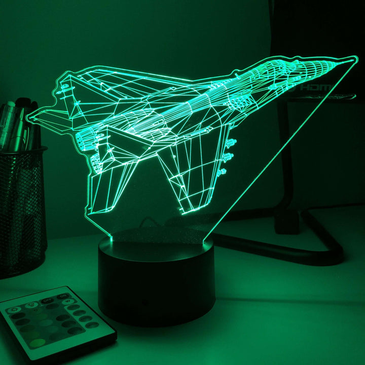 MiG-29A Fighter Jet - 3D Optical Illusion Lamp - carve-craftworks-llc