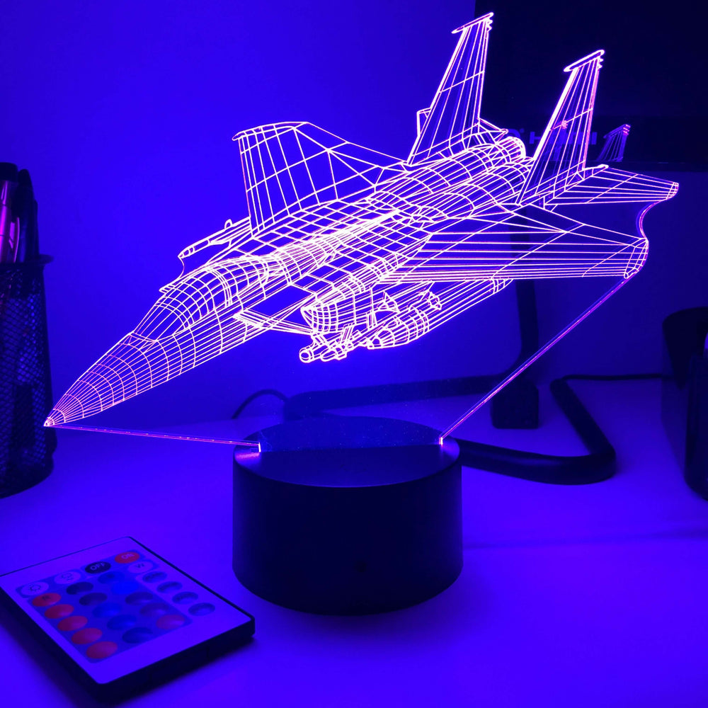 F-15E Strike Eagle Jet - 3D Optical Illusion Lamp - carve-craftworks-llc
