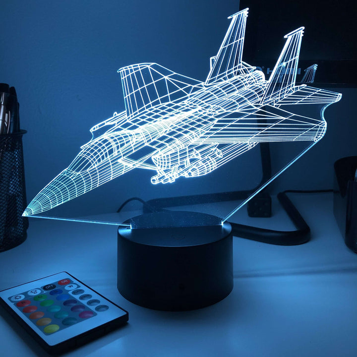 F-15E Strike Eagle Jet - 3D Optical Illusion Lamp - carve-craftworks-llc