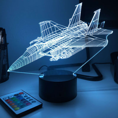 F-15E Strike Eagle Jet - 3D Optical Illusion Lamp - carve-craftworks-llc