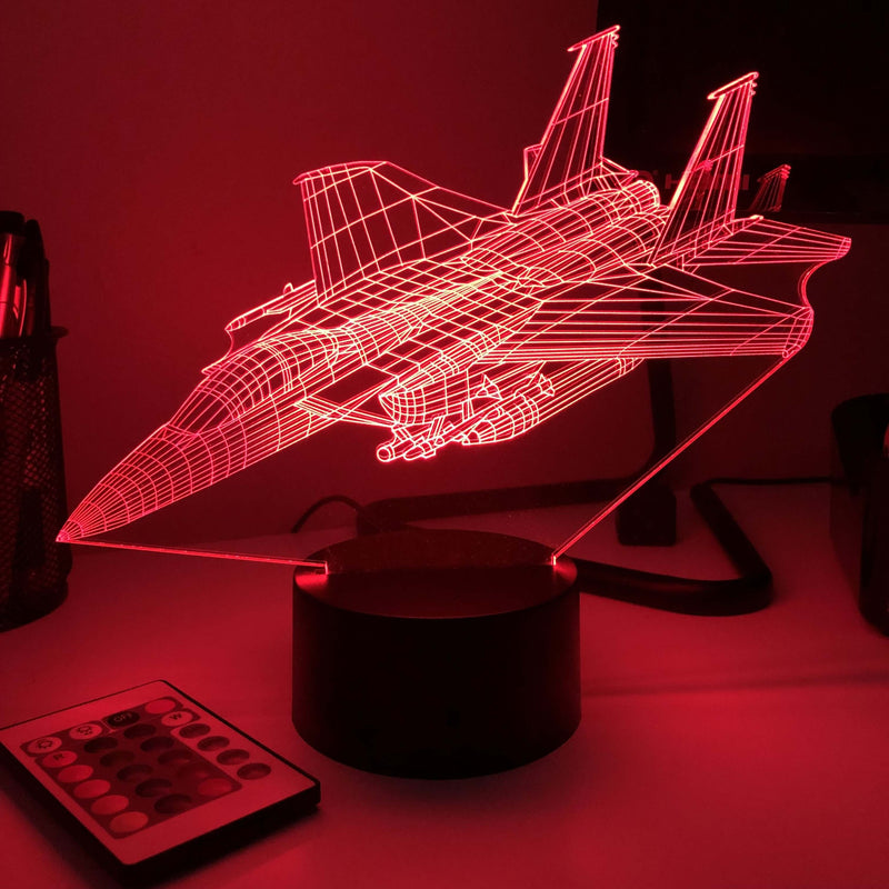 F-15E Strike Eagle Jet - 3D Optical Illusion Lamp - carve-craftworks-llc