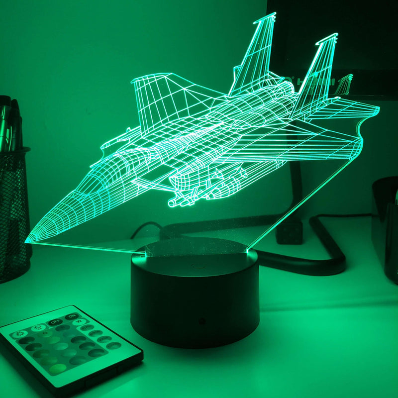 F-15E Strike Eagle Jet - 3D Optical Illusion Lamp - carve-craftworks-llc