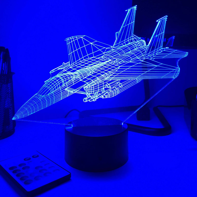 F-15E Strike Eagle Jet - 3D Optical Illusion Lamp - carve-craftworks-llc