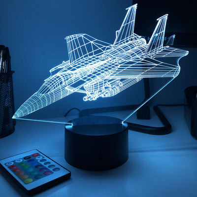 F-15E Strike Eagle Jet - 3D Optical Illusion Lamp - carve-craftworks-llc