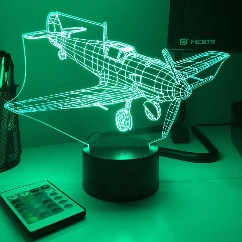 BF-109 Fighter Plane - 3D Optical Illusion Lamp - carve-craftworks-llc
