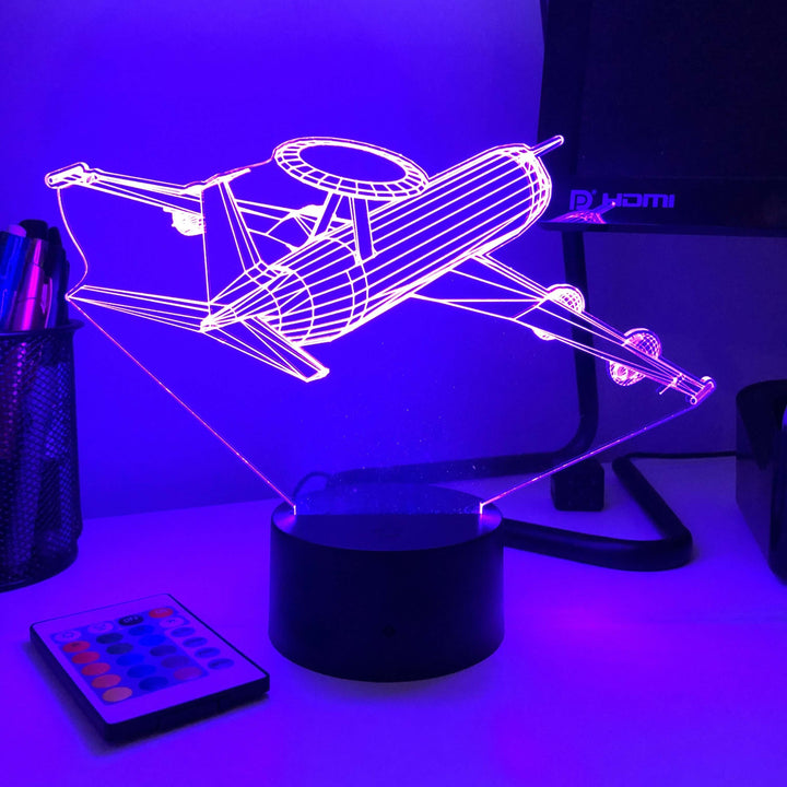 E-3 AWACS - 3D Optical Illusion Lamp - carve-craftworks-llc