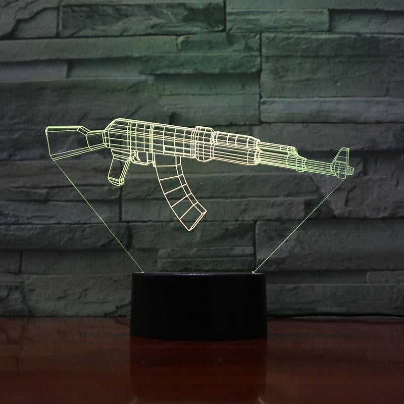 Rifle 7.62- 3D Optical Illusion Lamp - carve-craftworks-llc