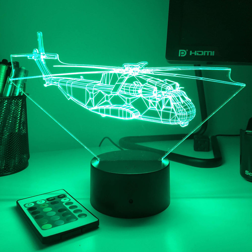 CH-53 Sea Stallion - 3D Optical Illusion Lamp - carve-craftworks-llc