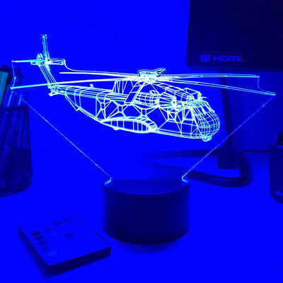 CH-53 Sea Stallion - 3D Optical Illusion Lamp - carve-craftworks-llc