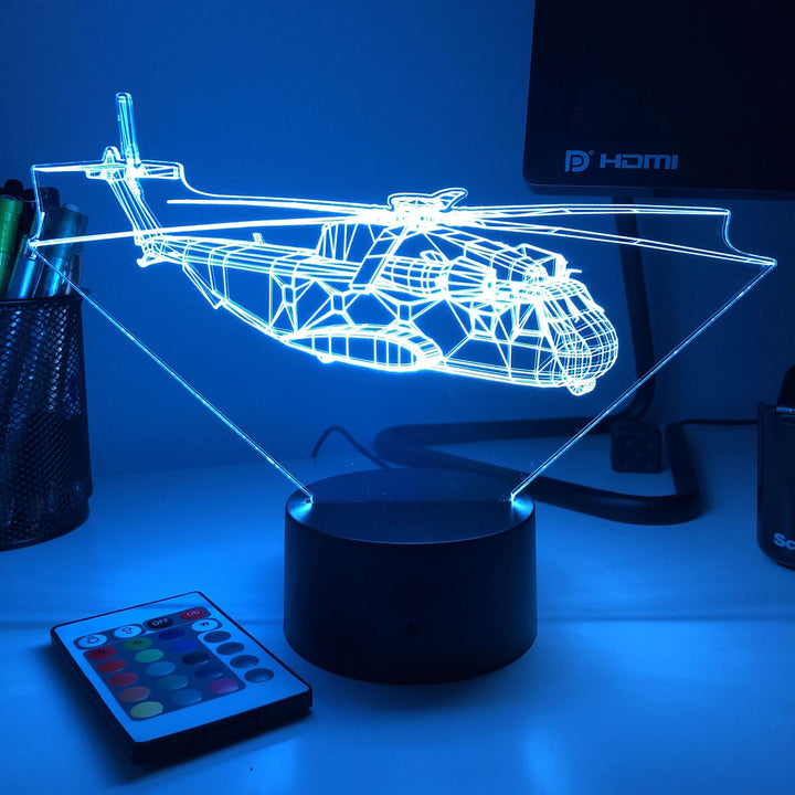CH-53 Sea Stallion - 3D Optical Illusion Lamp - carve-craftworks-llc