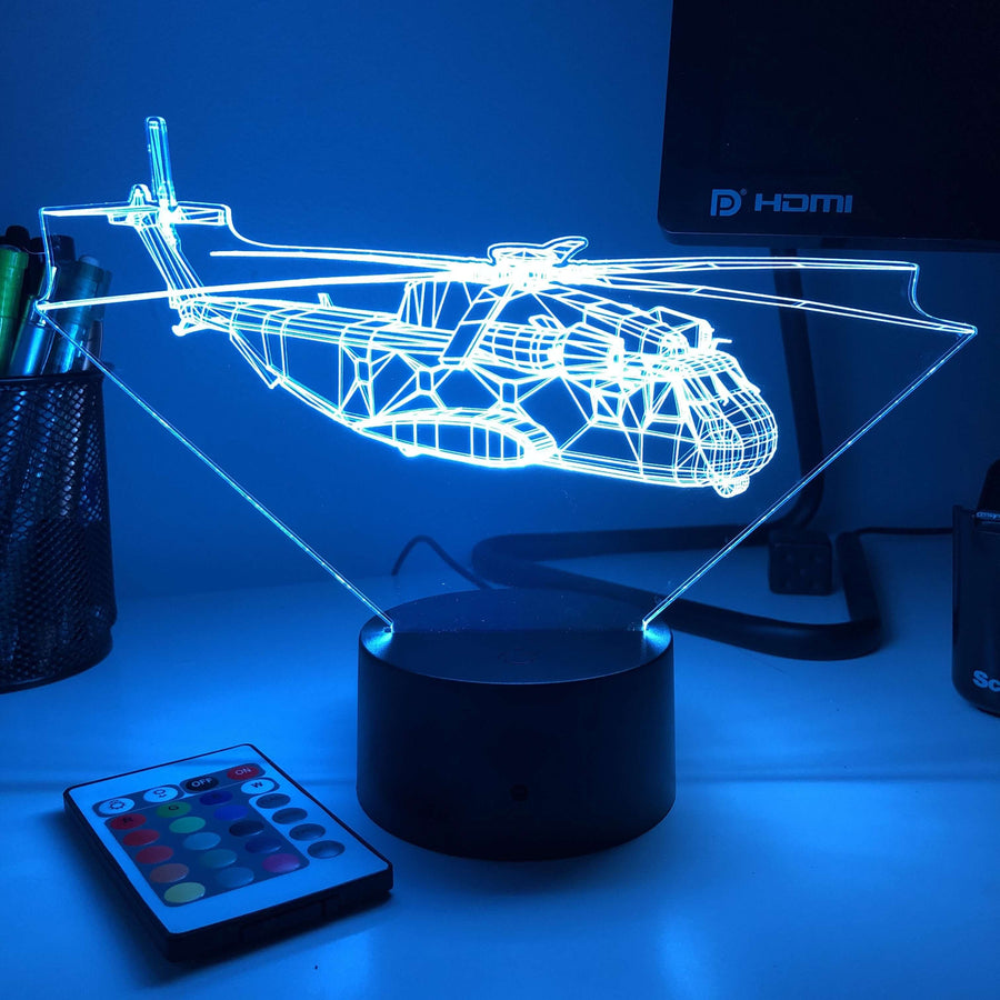 CH-53 Sea Stallion - 3D Optical Illusion Lamp - carve-craftworks-llc