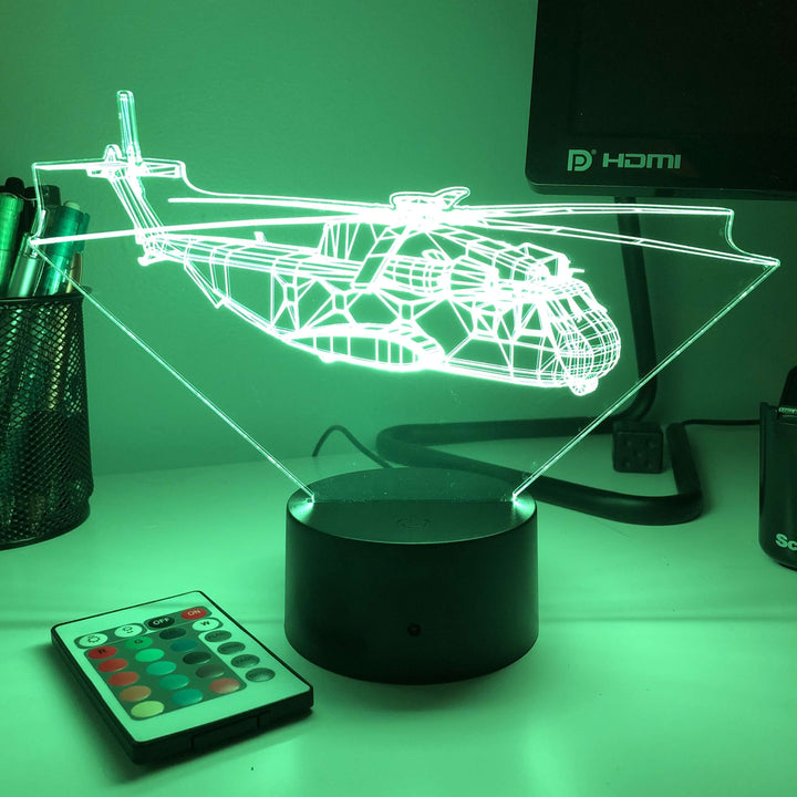 CH-53 Sea Stallion - 3D Optical Illusion Lamp - carve-craftworks-llc
