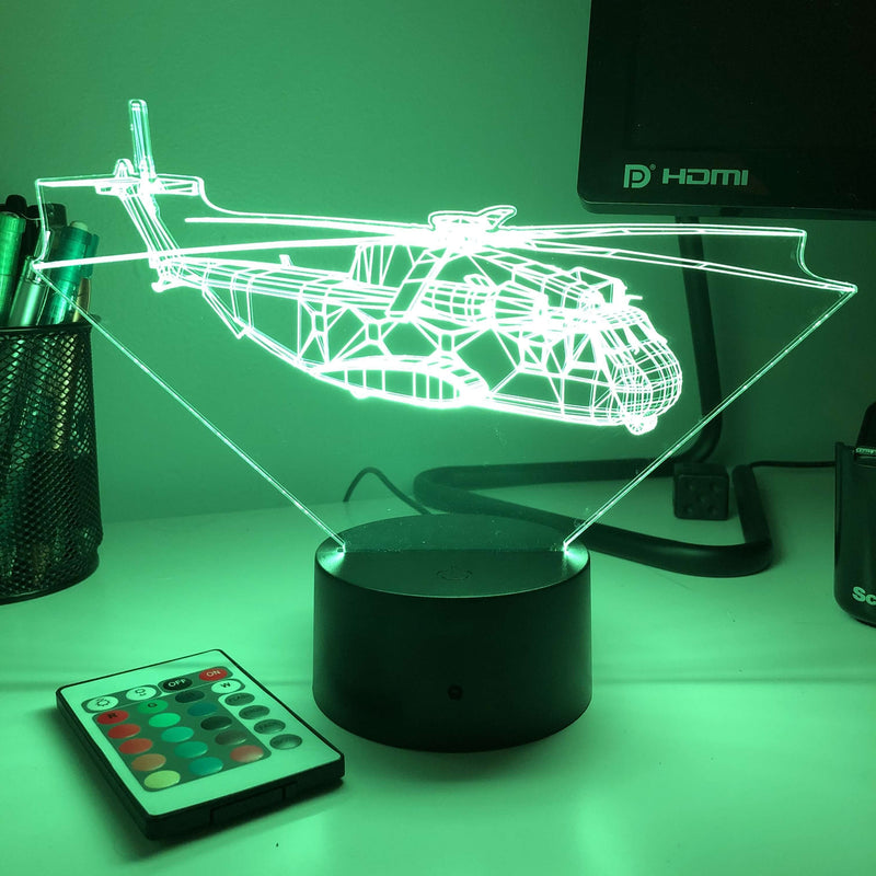 CH-53 Sea Stallion - 3D Optical Illusion Lamp - carve-craftworks-llc