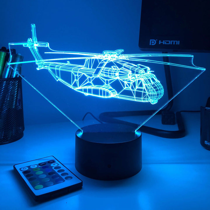 CH-53 Sea Stallion - 3D Optical Illusion Lamp - carve-craftworks-llc