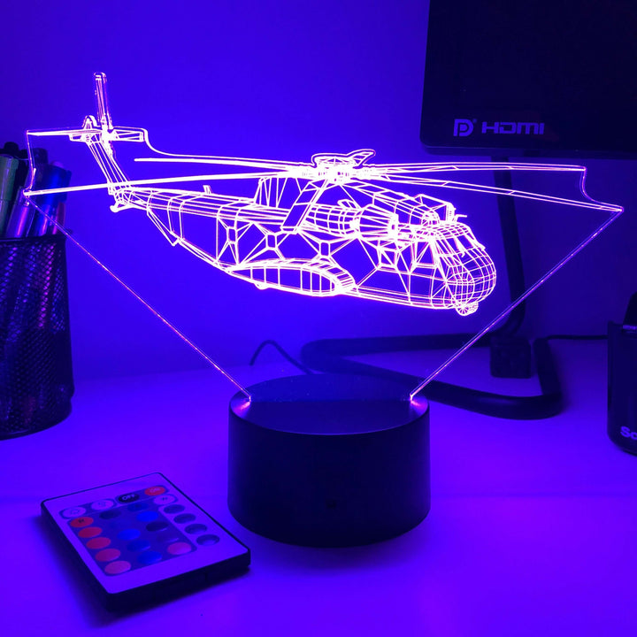 CH-53 Sea Stallion - 3D Optical Illusion Lamp - carve-craftworks-llc