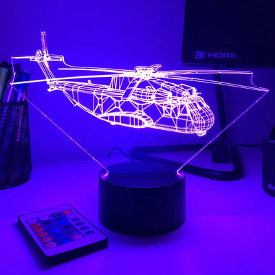 CH-53 Sea Stallion - 3D Optical Illusion Lamp - carve-craftworks-llc