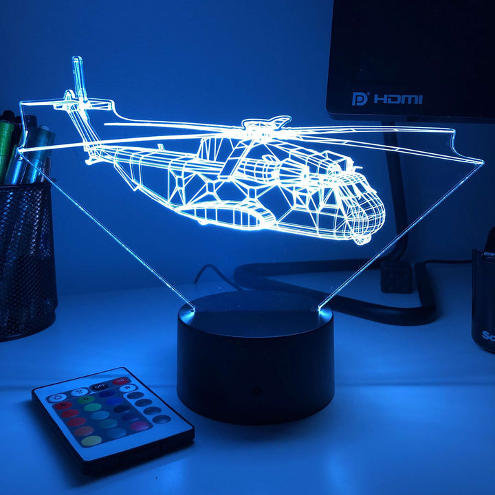 CH-53 Sea Stallion - 3D Optical Illusion Lamp - carve-craftworks-llc