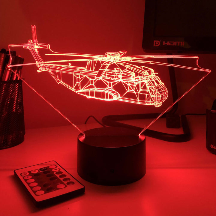 CH-53 Sea Stallion - 3D Optical Illusion Lamp - carve-craftworks-llc