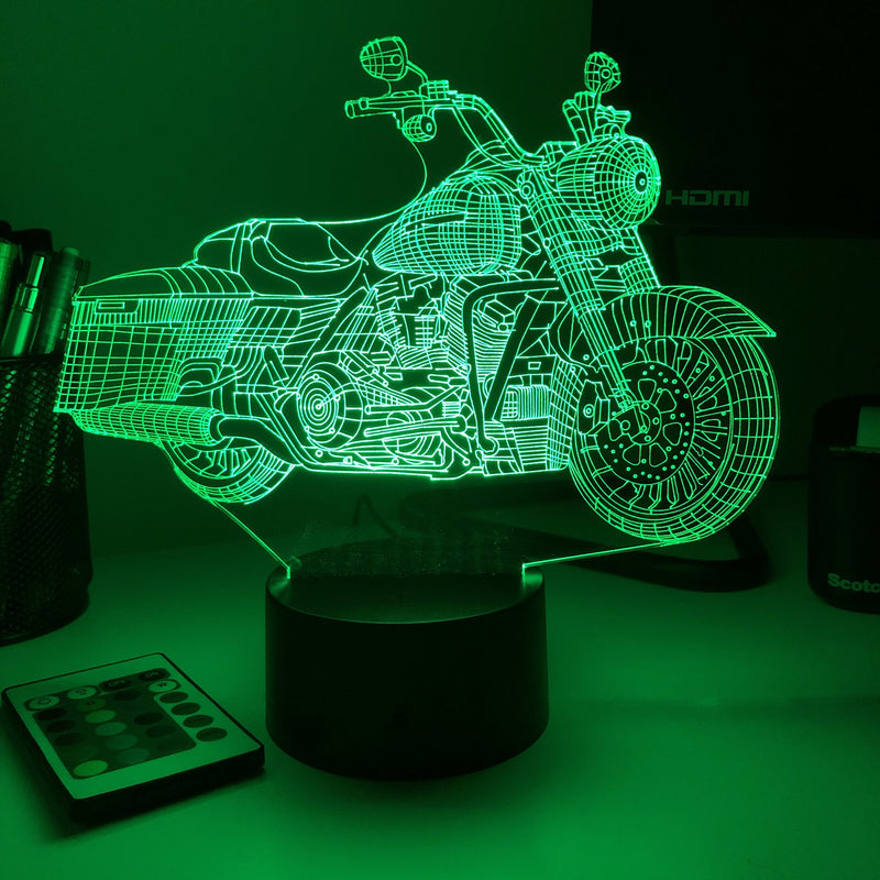 Motorcycle - 3D Optical Illusion Lamp - carve-craftworks-llc