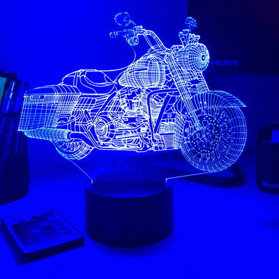 Motorcycle - 3D Optical Illusion Lamp - carve-craftworks-llc