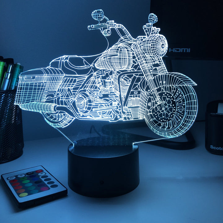 Motorcycle - 3D Optical Illusion Lamp - carve-craftworks-llc