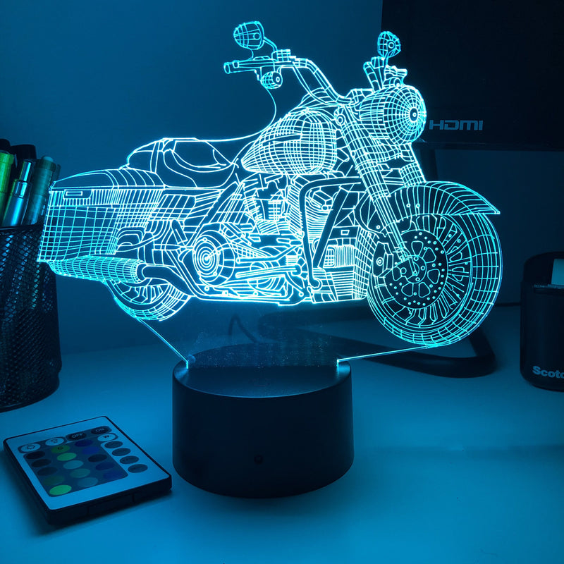 Motorcycle - 3D Optical Illusion Lamp - carve-craftworks-llc
