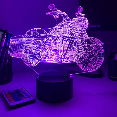 Motorcycle - 3D Optical Illusion Lamp - carve-craftworks-llc