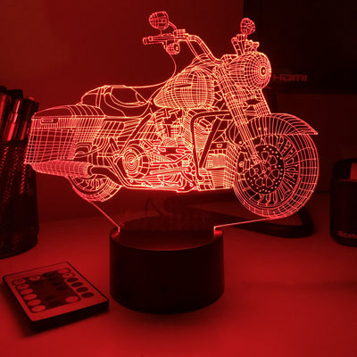 Motorcycle - 3D Optical Illusion Lamp - carve-craftworks-llc