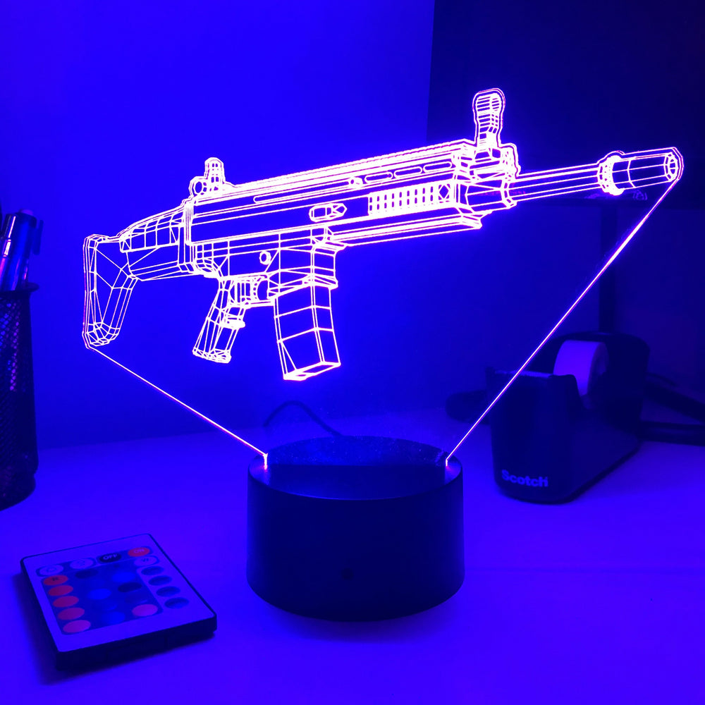 Rifle 5.56 Firearm - 3D Optical Illusion Lamp - carve-craftworks-llc