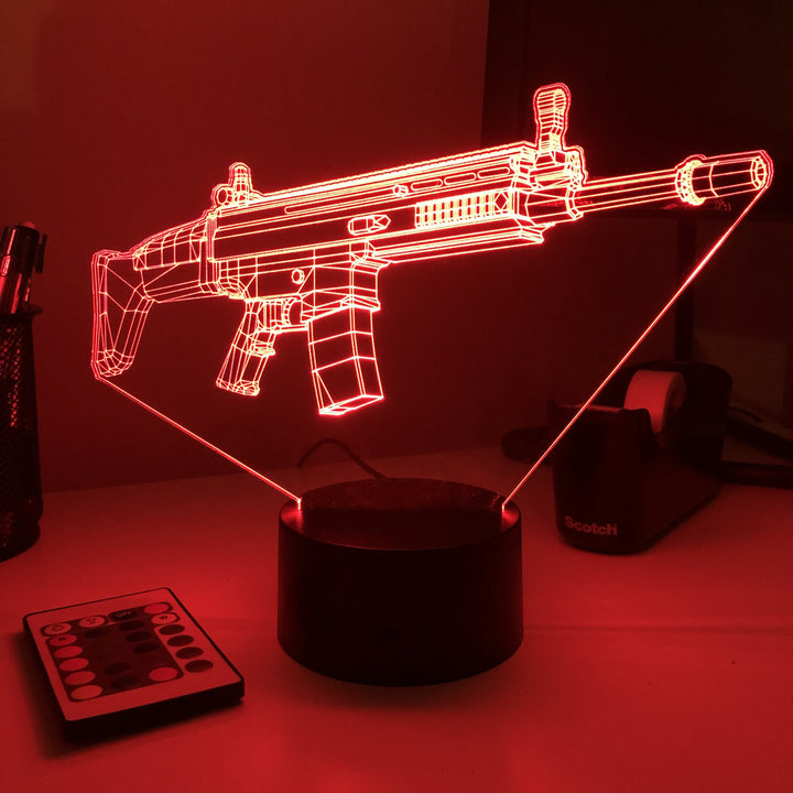 Rifle 5.56 Firearm - 3D Optical Illusion Lamp - carve-craftworks-llc