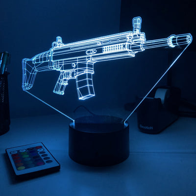 Rifle 5.56 Firearm - 3D Optical Illusion Lamp - carve-craftworks-llc