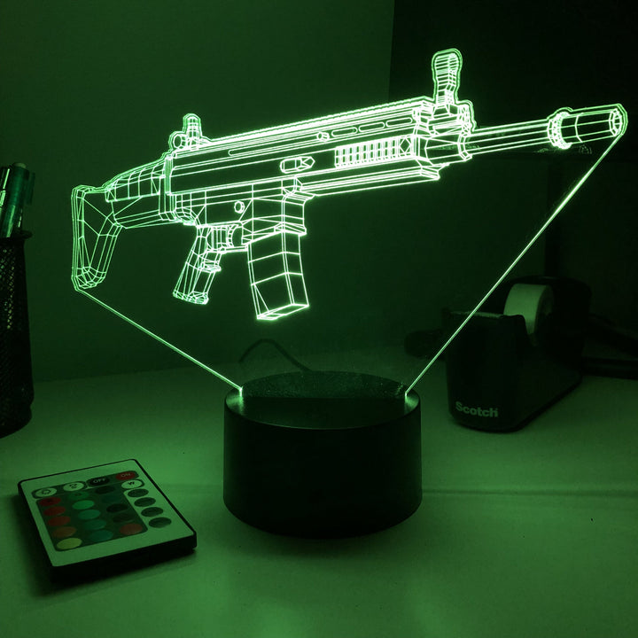 Rifle 5.56 Firearm - 3D Optical Illusion Lamp - carve-craftworks-llc
