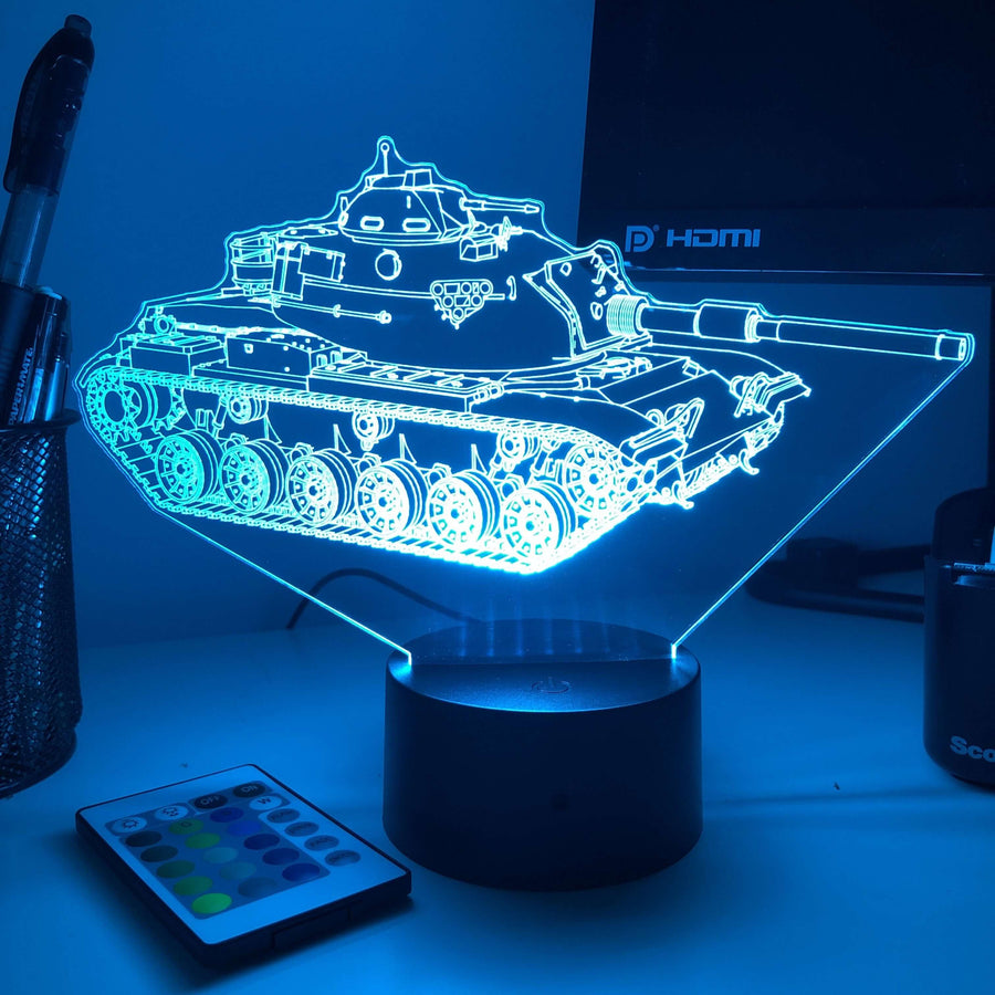 M60 Patton Main Battle Tank  - 3D Optical Illusion Lamp - carve-craftworks-llc