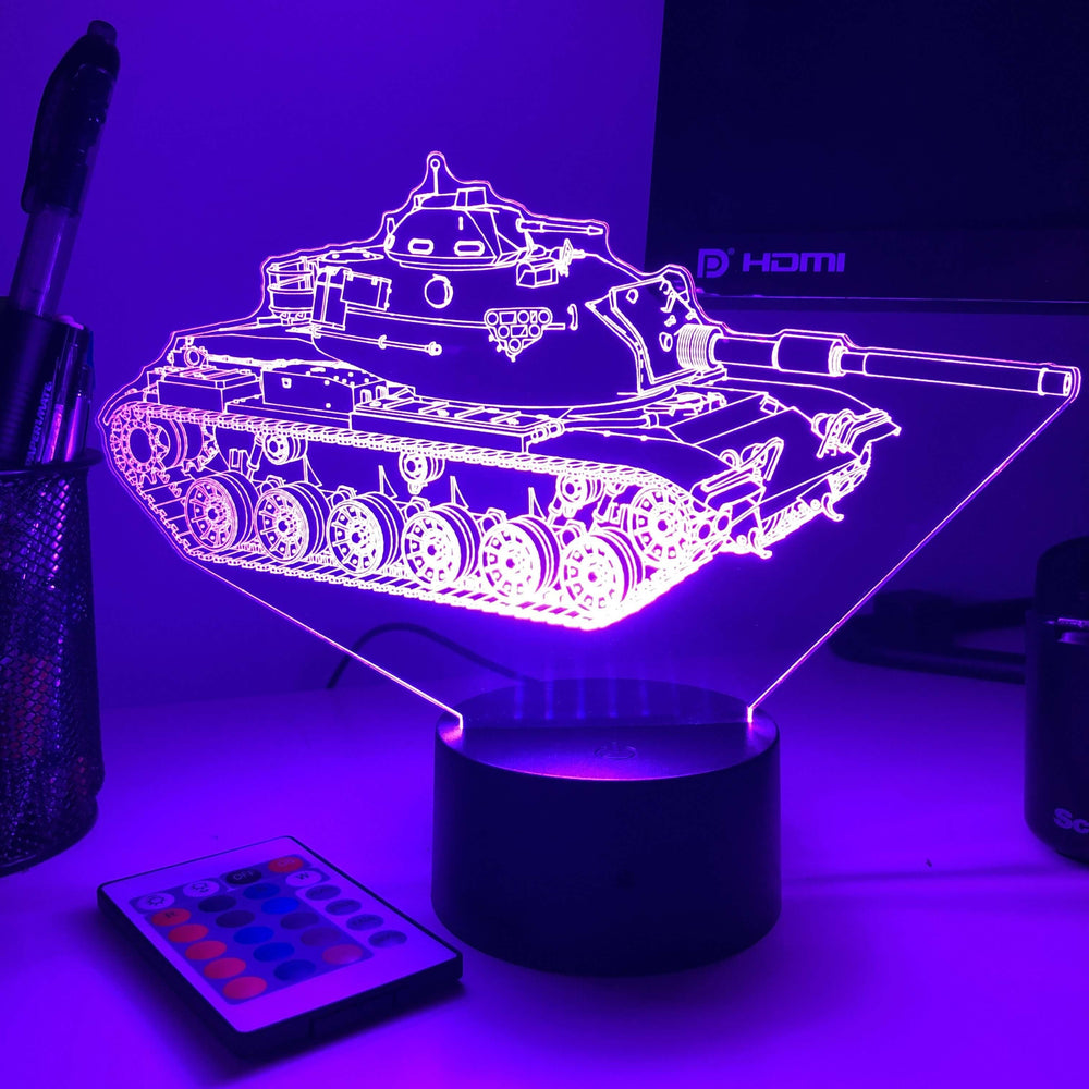 M60 Patton Main Battle Tank  - 3D Optical Illusion Lamp - carve-craftworks-llc