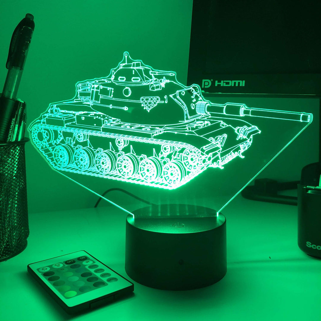 M60 Patton Main Battle Tank  - 3D Optical Illusion Lamp - carve-craftworks-llc