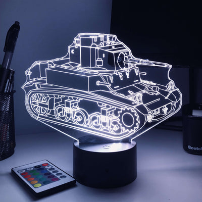 M3 Stuart Light Tank - 3D Optical Illusion Lamp - carve-craftworks-llc